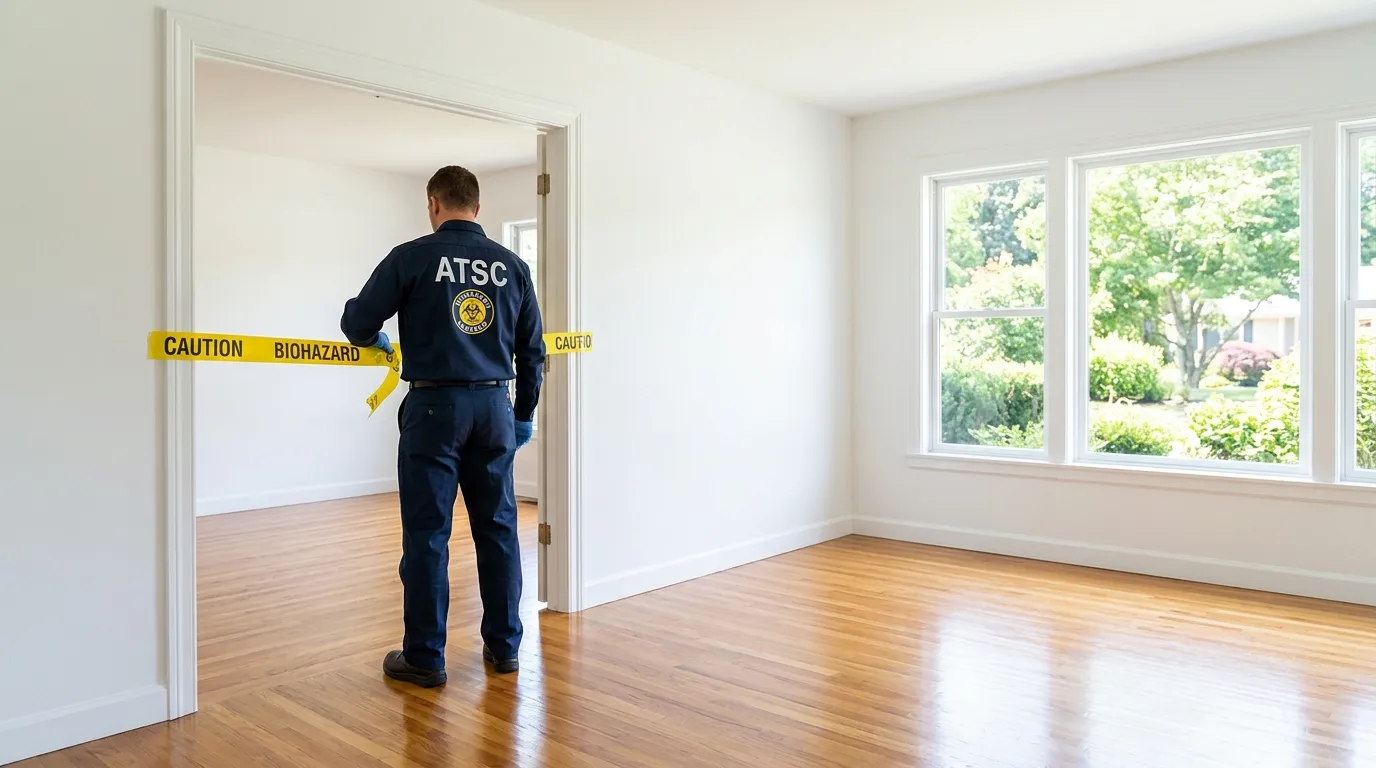 Certified biohazard cleanup crew performing Decomposition Cleanup in Manchester